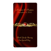 Marquis Rood Zijde Gouden Scroll Wijn Trouwlabel Etiket (Voorkant)