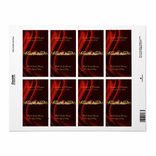 Marquis Rood Zijde Gouden Scroll Wijn Trouwlabel Etiket (Full Sheet)