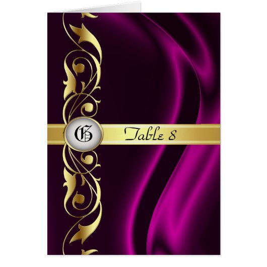 Marquis roze Silk Gold Scroll Table Card (Voorkant)