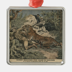 Marquis van Barthelemy gewonde door een tijger Metalen Ornament