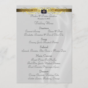 Marquis White Silk Gold Scroll Weddenmenu Menu