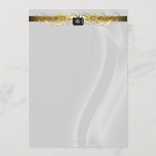 Marquis White Silk Gold Scroll Weddenmenu Menu (Achterkant)