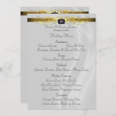 Marquis White Silk Gold Scroll Weddenmenu Menu (Voorkant / Achterkant)