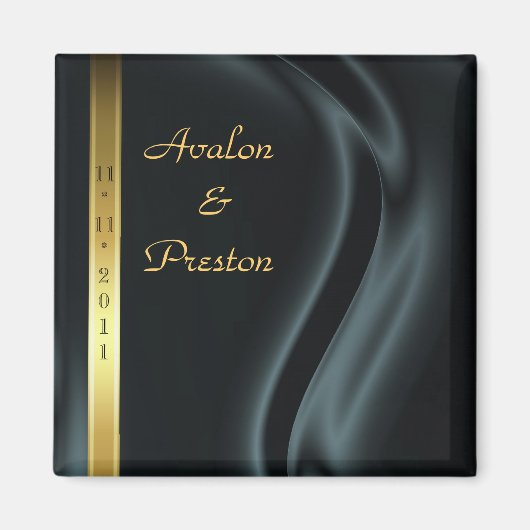 Marquis Zwart Zijde Goud Save The Date Magnet (Voorkant)