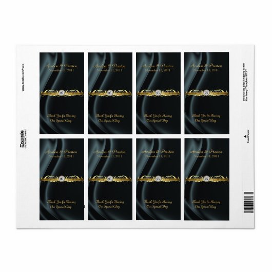 Marquis Zwart Zijde Gouden Scroll Wijn Trouwlabel Etiket (Full Sheet)