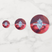 Marquise Diamanten Verlovingsring Rode Waterverf Confetti (Achterkanten)