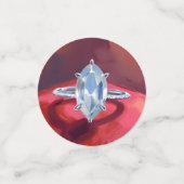 Marquise Diamanten Verlovingsring Rode Waterverf Confetti (Kleine voorkant)