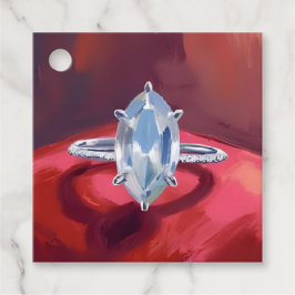 Marquise Diamanten Verlovingsring Rood Aquarel Bedankjes Labels