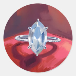 Marquise Diamanten Verlovingsring Rood Aquarel Ronde Sticker