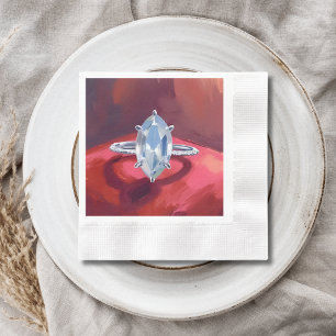 Marquise Diamanten Verlovingsring Rood Aquarel Servet