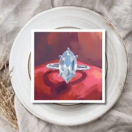 Marquise Diamanten Verlovingsring Rood Waterverf Servet