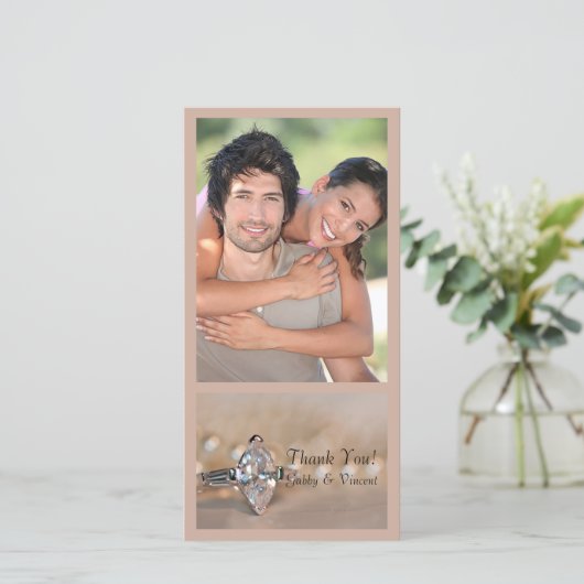 Marquise Diamanten Verlovingsring Trouw Dank Je Bedankkaart (Staand voorkant)