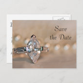 Marquise Diamond Ring Wedding Save the Date Aankondigingskaart (Voorkant / Achterkant)