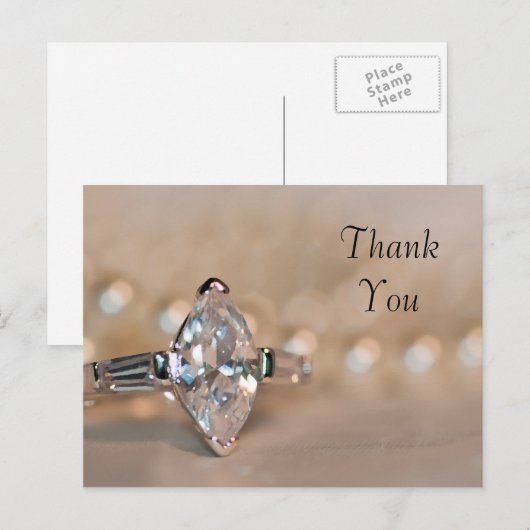 Marquise Diamond Verloving Ring Dank u Briefkaart (Voorkant / Achterkant)