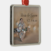 Marquise Diamond Verloving Ring Wedding Metalen Ornament (Rechts)