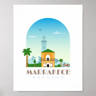 Marrakech city marocco Skyline Poster