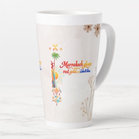 Marrakech gloeit – Levendige Marokkaanse kunst T-s Latte Mok (Rechterhoek)