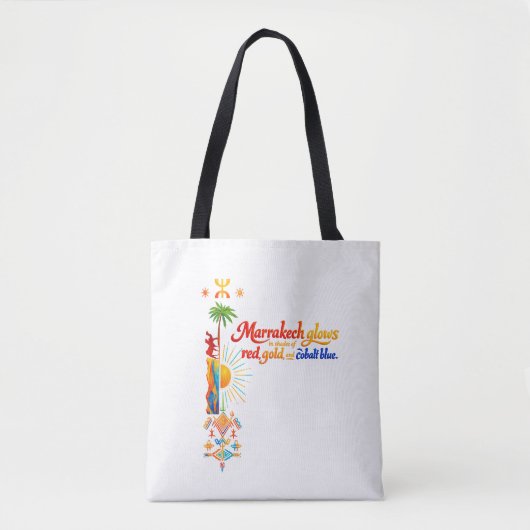 Marrakech gloeit – Levendige Marokkaanse kunst T-s Tote Bag (Voorkant)