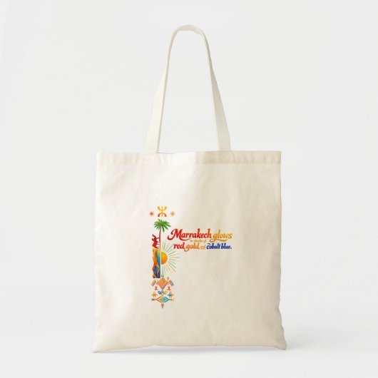 Marrakech gloeit – Levendige Marokkaanse kunst T-s Tote Bag (Voorkant)