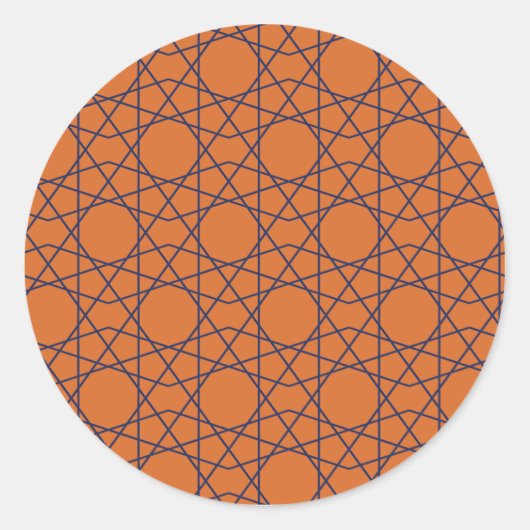Marrakech Indigo Geometrie Ronde Sticker (Voorkant)