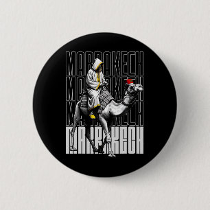 Marrakech Kameel Zonsondergang Marokko Vlag Marrak Ronde Button 5,7 Cm