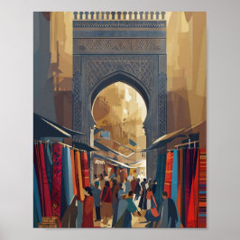 Marrakech Market Poster – Minimalistische Marokkaa