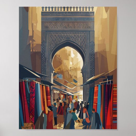 Marrakech Market Poster – Minimalistische Marokkaa (Voorkant)