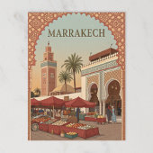 Marrakech Markt en Arches Vintage Briefkaart