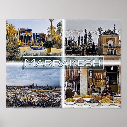 Marrakech - Marocco - Mosaic - Poster (Voorkant)