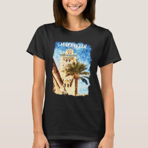 Marrakech Marokko Aquarel Kutubiyya-moskee of K T-shirt