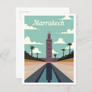 Marrakech Marokko Art Travel Illustratie Briefkaart