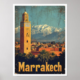 Marrakech Marokko Art Vintage Travel Illustratie Poster