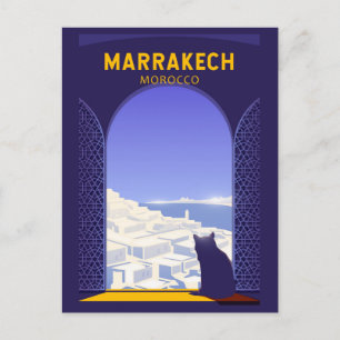 Marrakech Marokko Cat Retro Briefkaart
