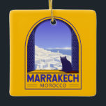 Marrakech Marokko Cat Retro Keramisch Ornament<br><div class="desc">Marrakech-retro-reisontwerp in een retro-stijl.</div>