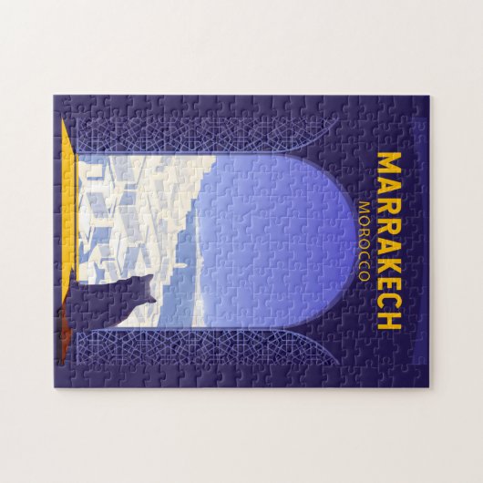 Marrakech Marokko Cat Retro Legpuzzel (Horizontaal)