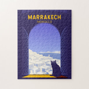 Marrakech Marokko Cat Retro Legpuzzel