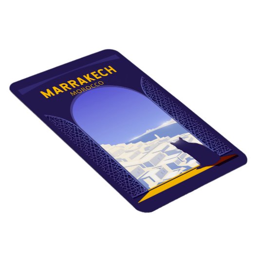 Marrakech Marokko Cat Retro Magneet (Rechterzijde)