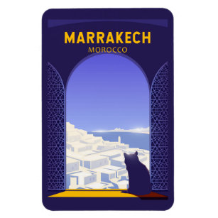 Marrakech Marokko Cat Retro Magneet