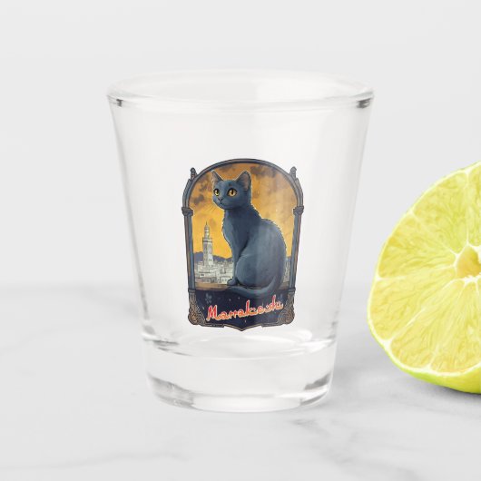 Marrakech Marokko Cat Retro Shot Glas (Voorkant)