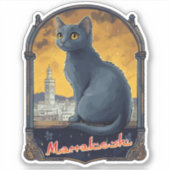 Marrakech Marokko Cat Retro Sticker (Voorkant)