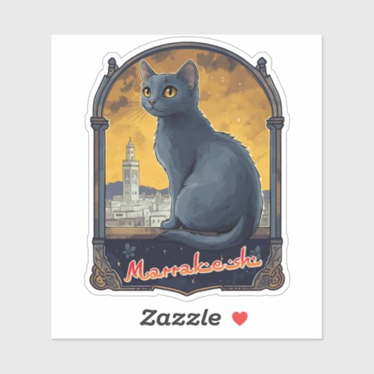 Marrakech Marokko Cat Retro Sticker (Vel)