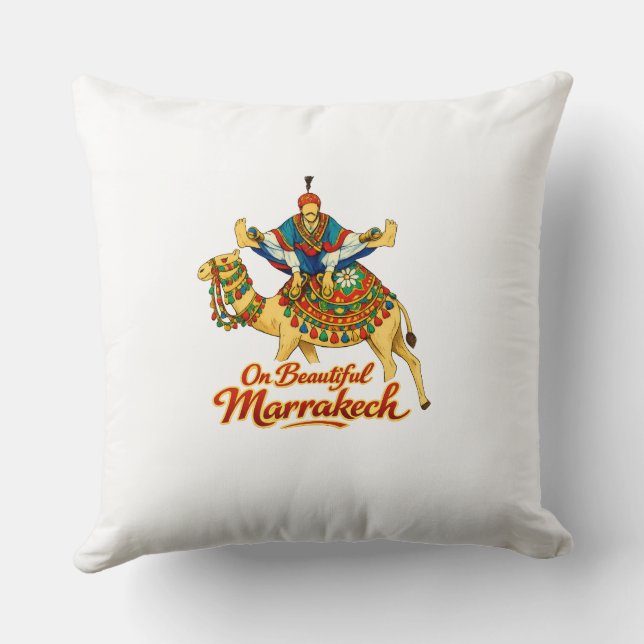 Marrakech Marokko Design Kleurrijk Reis Kunst Kussen (Achterkant)