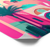 Marrakech Marokko Flat Vector Art Turquoise Poster (Hoek)