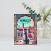Marrakech Marokko Kat Reizen Toerisme Souvenir Briefkaart (Staand voorkant)