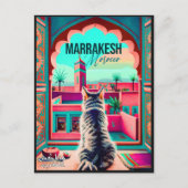 Marrakech Marokko Kat Reizen Toerisme Souvenir Briefkaart (Voorkant)