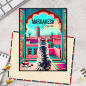Marrakech Marokko Kat Reizen Toerisme Souvenir Briefkaart