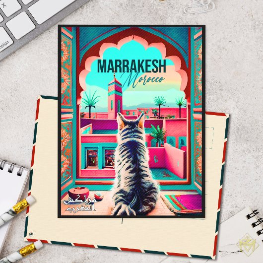 Marrakech Marokko Kat Reizen Toerisme Souvenir Briefkaart