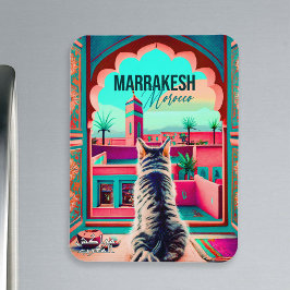 Marrakech Marokko Kat Reizen Toerisme Souvenir Magneet