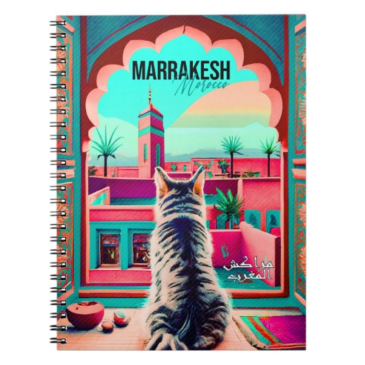 Marrakech Marokko Kat Reizen Toerisme Souvenir Notitieboek (Voorkant)
