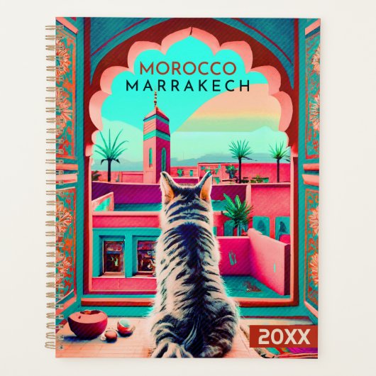 Marrakech Marokko Kat Reizen Toerisme Souvenir Planner (Voorkant)